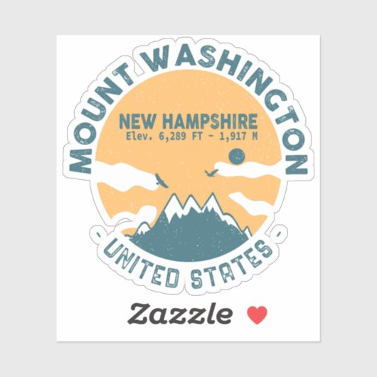 Mount Washington New Hampshire - Retro  Sticker (Vel)