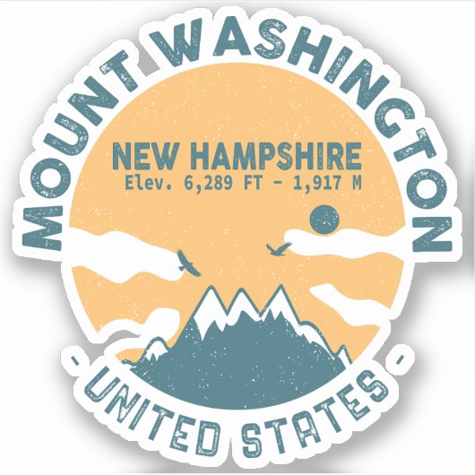 Mount Washington New Hampshire - Retro  Sticker (Voorkant)