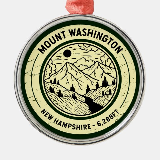 Mount Washington New Hampshire Wandelen Skiën Retr Metalen Ornament (Voorkant)