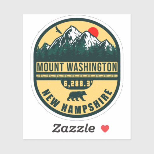 Mount Washington NH Retro Sunset Souvenirs 80s Sticker (Vel)