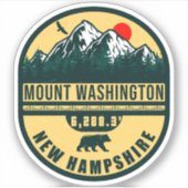 Mount Washington NH Retro Sunset Souvenirs 80s Sticker (Voorkant)