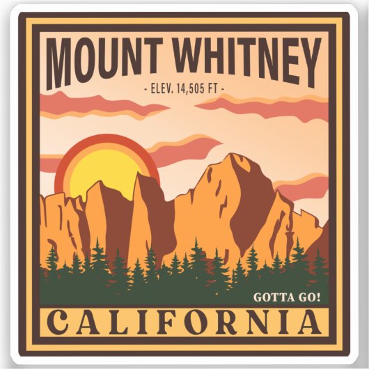 Mount Whitney California Sierra Nevada Vintage Sticker (Voorkant)