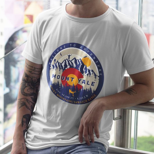 Mount Yale Colorado Vlag 14ers Fourteener Klimmen T-shirt