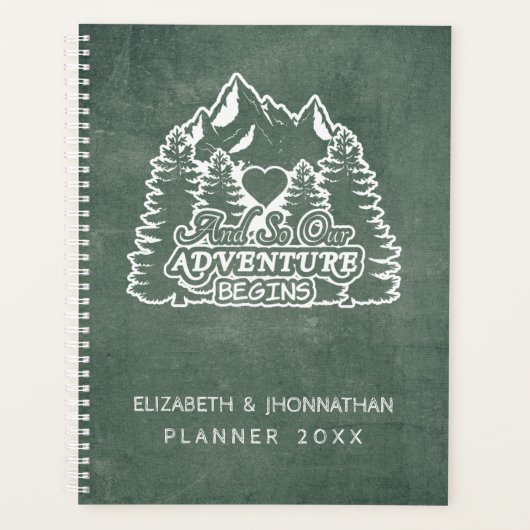 Mountain Adventure Begint Groene Chalkboard bruilo Planner (Voorkant)