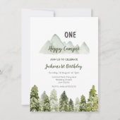 Mountain adventure camper 1e verjaardag uitnodigin kaart (Voorkant)