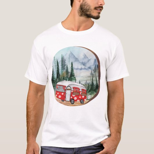 Mountain Adventure Camper Illustratie T-shirt (Voorkant)
