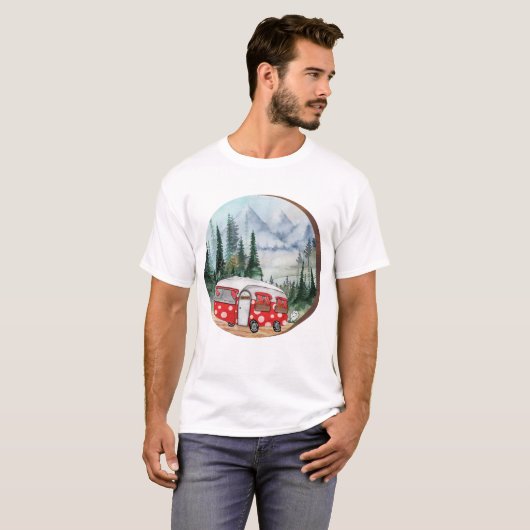Mountain Adventure Camper Illustratie T-shirt (Voorkant volledig)