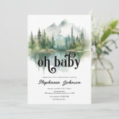 Mountain Adventure Forest Greenery Baby shower Kaart (Staand voorkant)