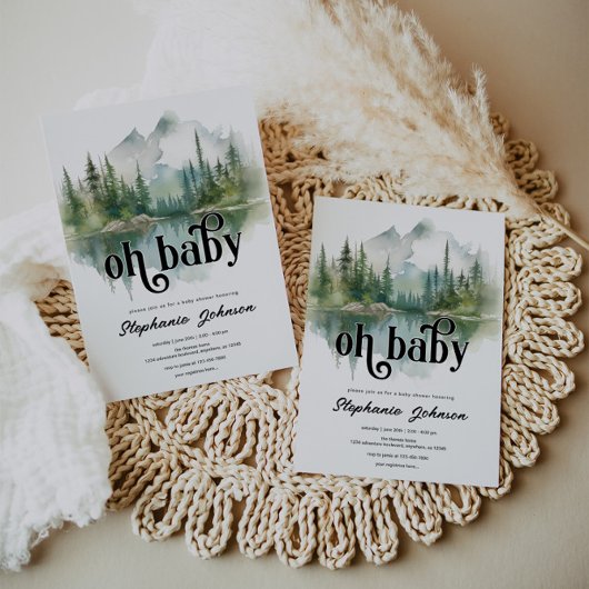 Mountain Adventure Forest Greenery Baby shower Kaart