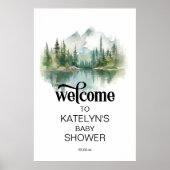 Mountain Adventure Forest Greenery Baby shower Poster (Voorkant)