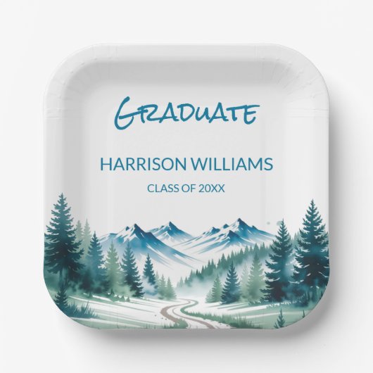 Mountain Adventure Grad Party Look Papieren Bordje (Voorkant)