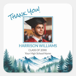 Mountain Adventure Grad Party Vierkante Sticker