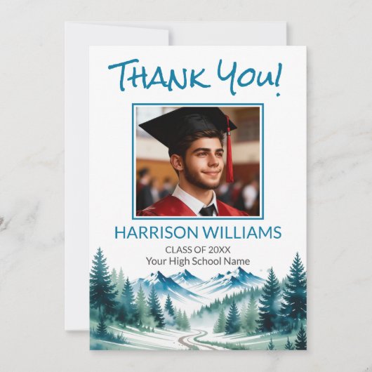 Mountain Adventure Graduation  Bedankkaart (Voorkant)