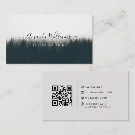 Mountain Adventure Guide QR Code Visitekaartje (Voorkant / Achterkant)