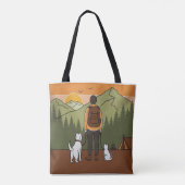 Mountain Adventure Hiking Tote Bag with Dog & Cat  (Achterkant)
