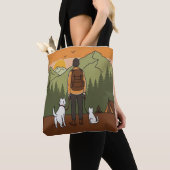 Mountain Adventure Hiking Tote Bag with Dog & Cat  (Dichtbij)