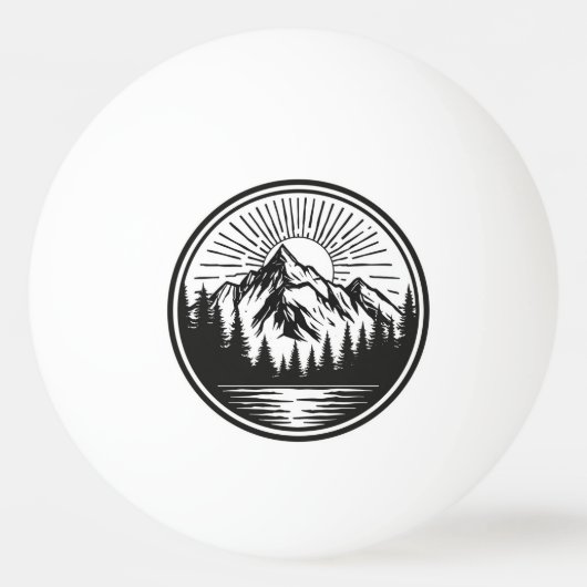 Mountain Adventure Logo | Camping Badge | Outdoor Pingpongbal (Voorkant)