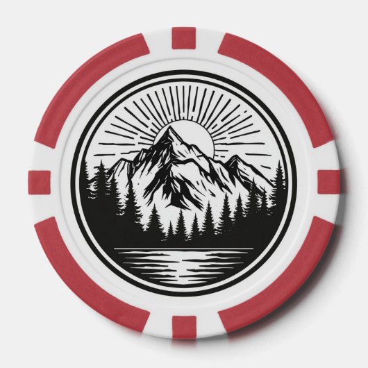 Mountain Adventure Logo | Camping Badge | Outdoor Poker Chips (Voorkant)