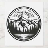Mountain Adventure Logo | Camping Badge | Outdoor Wijn Etiket (Enkel label)