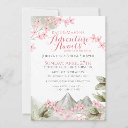 Mountain Adventure Roze Lila Vrijgezellenfeest Kaart (Voorkant)