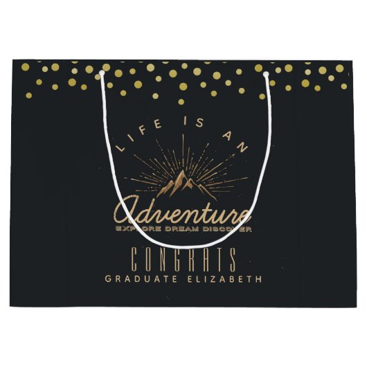 Mountain Adventure Rustic Congrats Afstuderen Groot Cadeauzakje (Voorkant)