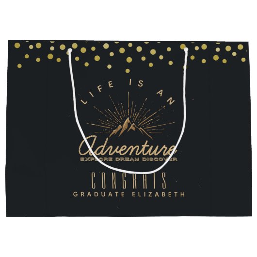 Mountain Adventure Rustic Congrats Afstuderen Groot Cadeauzakje (Achterkant)