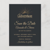 Mountain Adventure Rustieke bruiloft Save the Date Briefkaart (Voorkant)