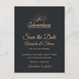 Mountain Adventure Rustieke bruiloft Save the Date Briefkaart