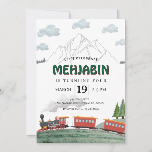 Mountain Adventure Stoomtrein Verjaardag Kaart (Voorkant)