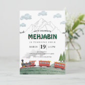 Mountain Adventure Stoomtrein Verjaardag Kaart (Staand voorkant)