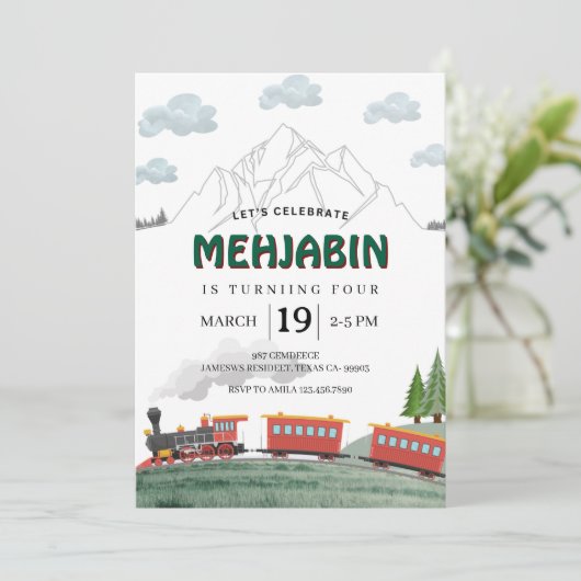 Mountain Adventure Stoomtrein Verjaardag Kaart (Staand voorkant)