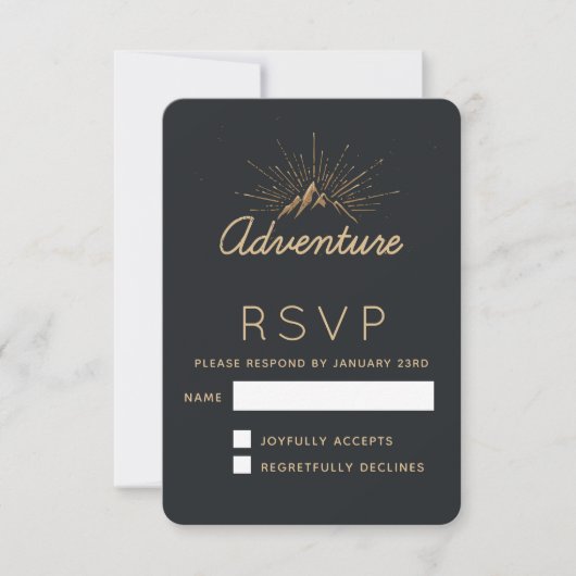 Mountain Adventure Typografie RSVP Kaartje (Voorkant)