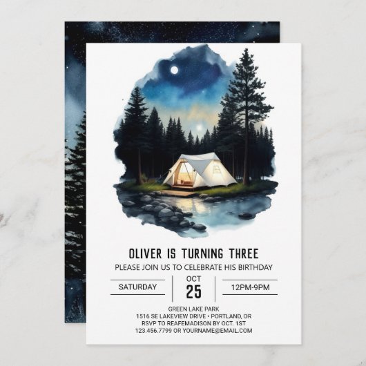 Mountain Adventure Uitnodiging voor verjaardag (Voorkant / Achterkant)