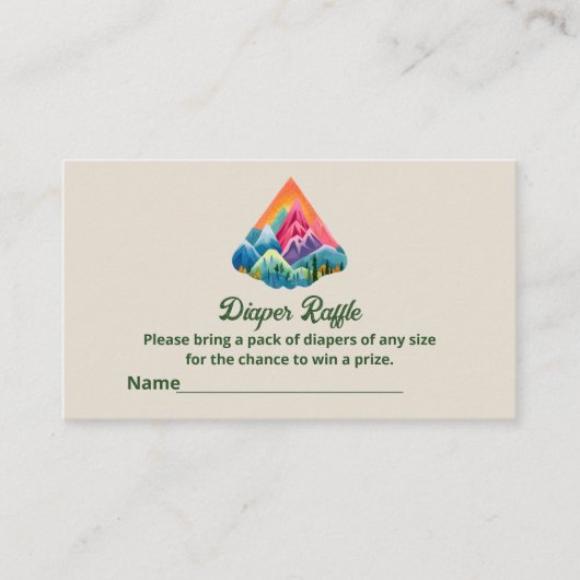 Mountain Adventure wacht op Diaper Raffle tickets Informatiekaartje (Voorkant)