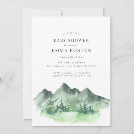 Mountain Adventure wacht op Waterverf Baby shower (Voorkant)