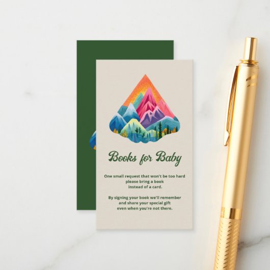Mountain Adventure Waits Boeken voor Baby Insert Informatiekaartje (Voorkant / Achterkant in situ)