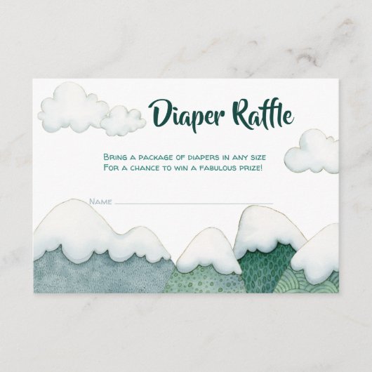 Mountain Adventures Diaper Raffle Card Informatiekaartje (Voorkant)