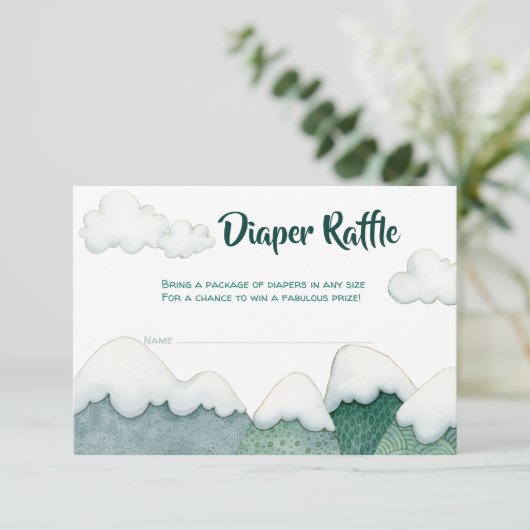 Mountain Adventures Diaper Raffle Card Informatiekaartje (Staand voorkant)