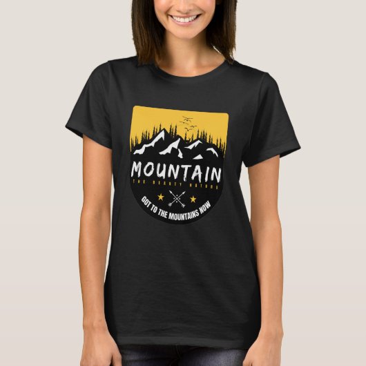 Mountain and Forest Scene Silhouette 5 T-shirt (Voorkant)