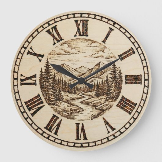  Mountain and River - Wall Clock Grote Klok (Voorkant)