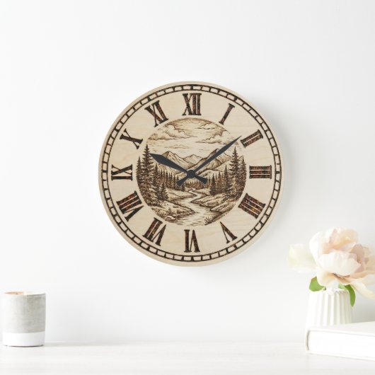  Mountain and River - Wall Clock Grote Klok (Huis)