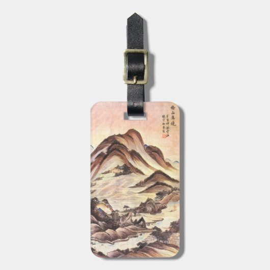 Mountain and Stream Korean Joseon Dynasty Folk Art Bagagelabel (Voorkant verticaal)