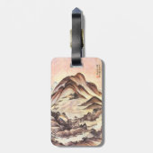 Mountain and Stream Korean Joseon Dynasty Folk Art Bagagelabel (Achterkant verticaal)