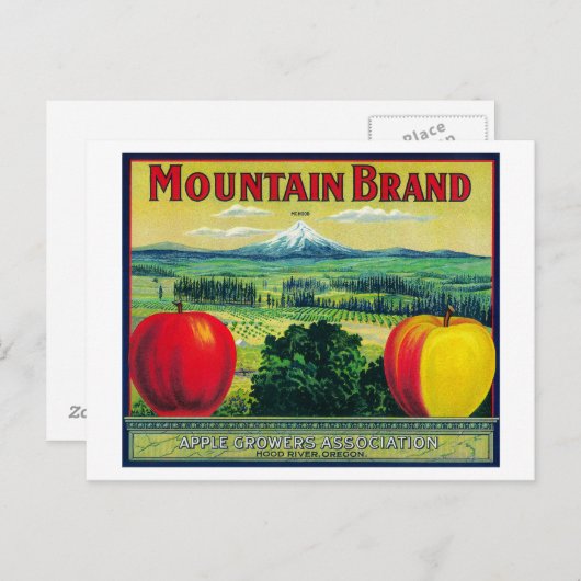 Mountain Apple Crate LabelHood River, OF Briefkaart (Voorkant / Achterkant)