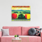 Mountain Apple Crate LabelHood River, OF Canvas Afdruk (Insitu (Woonkamer))