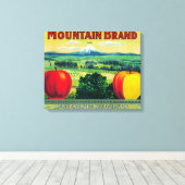 Mountain Apple Crate LabelHood River, OF Canvas Afdruk (Insitu (Houten vloer))