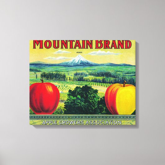 Mountain Apple Crate LabelHood River, OF Canvas Afdruk (Voorkant)