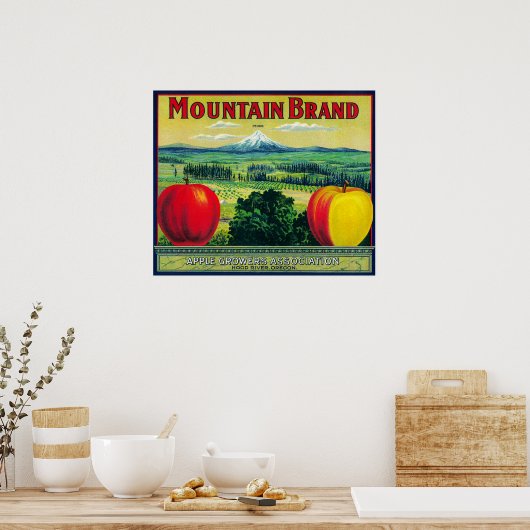 Mountain Apple Crate LabelHood River, OF Poster (Keuken)