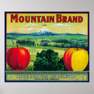 Mountain Apple Crate LabelHood River, OF Poster
