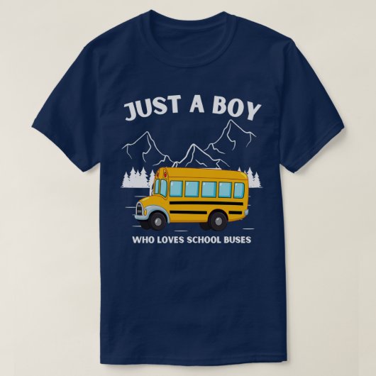 Mountain Art gewoon een jongen die van schoolbusse T-shirt (Design voorkant)